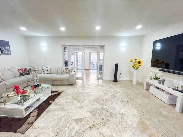 7060 W 2nd Way Unit 7060, Hialeah, FL 33014 - living area featuring recessed lighting, stone finish floors, and french doors