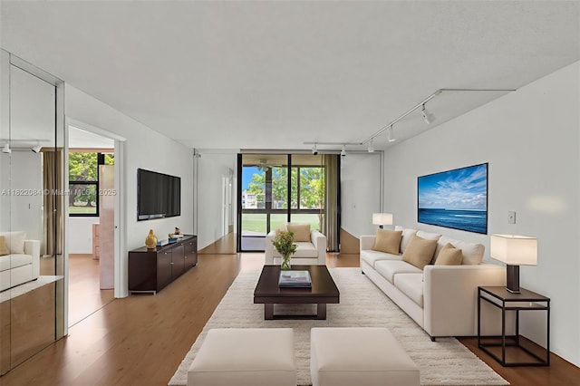 7331 NW 18th St Unit 205, Margate, FL 33063 - living area with wood finished floors and rail lighting