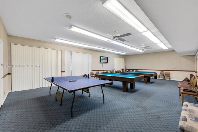 7331 NW 18th St Unit 205, Margate, FL 33063 - recreation room with carpet floors, billiards, and ceiling fan