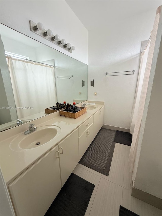 15260 SW 91st Ln, Miami, FL 33196 - full bath with double vanity, tile patterned flooring, and a shower with curtain