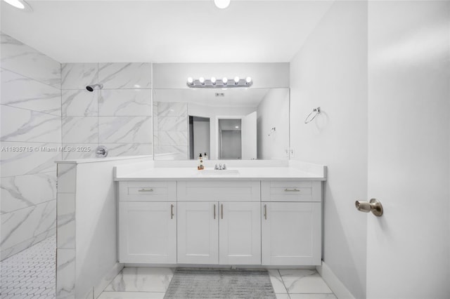 6637 NW 181st Ln, Hialeah, FL 33015 - full bathroom featuring marble finish flooring, a marble finish shower, and vanity