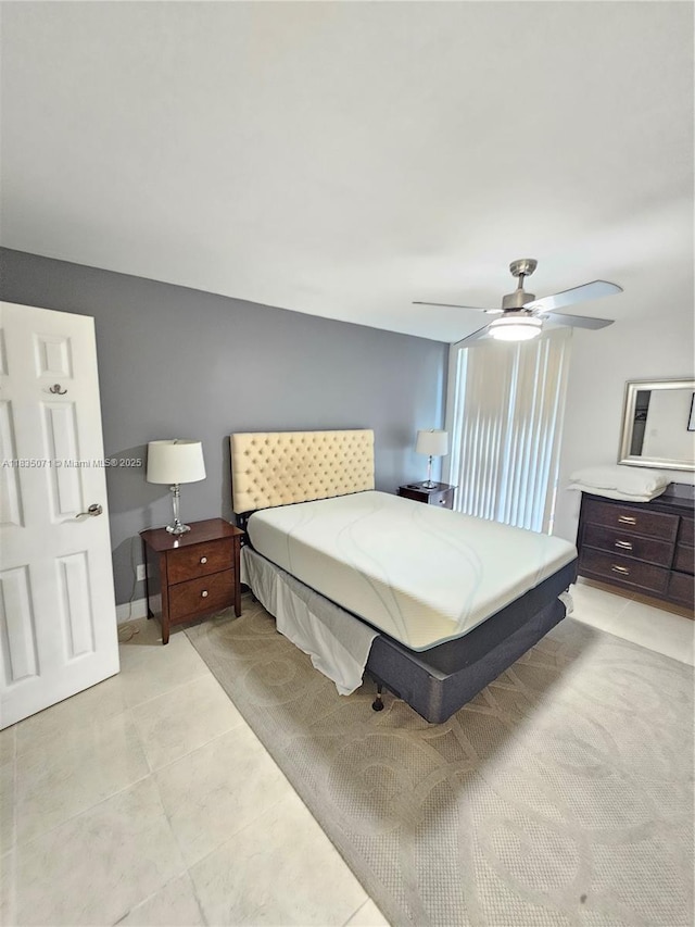 200 172nd St Unit 217, Sunny Isles Beach, FL 33160 - bedroom with light tile patterned flooring and ceiling fan