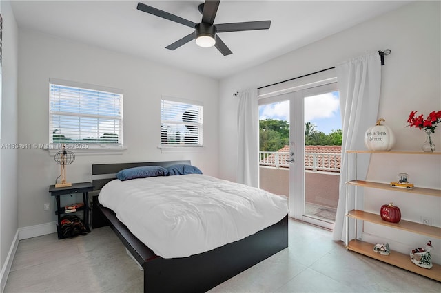 217 SW 11th St, Fort Lauderdale, FL 33315 - bedroom with access to outside and ceiling fan