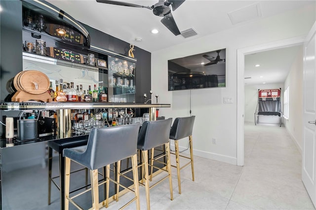 217 SW 11th St, Fort Lauderdale, FL 33315 - indoor dry bar featuring recessed lighting and a ceiling fan