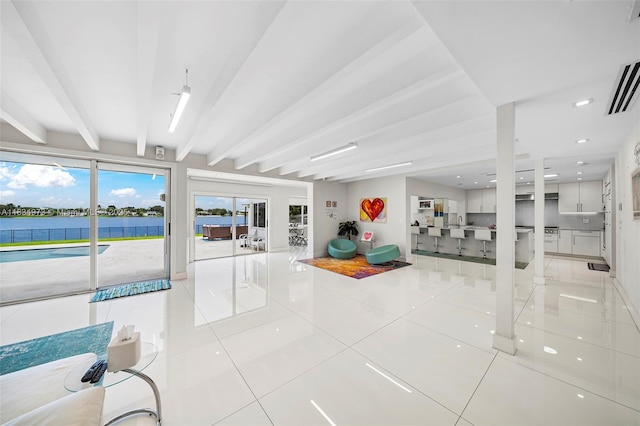 1930 NE 193rd St, Miami, FL 33179 - lobby featuring a water view and beamed ceiling