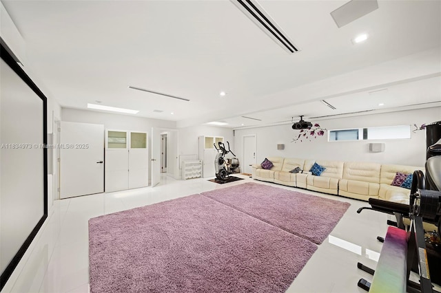 1930 NE 193rd St, Miami, FL 33179 - workout room featuring tile patterned flooring and recessed lighting