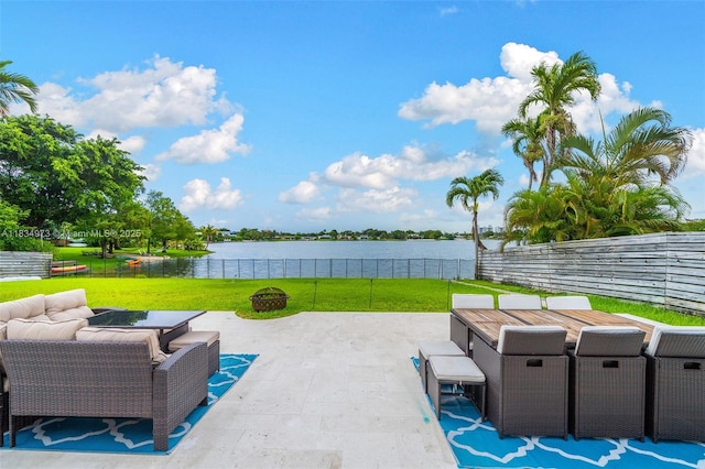 1930 NE 193rd St, Miami, FL 33179 - view of patio / terrace with a water view and outdoor dining area