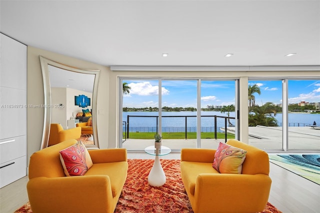 1930 NE 193rd St, Miami, FL 33179 - living room featuring a water view and wood finished floors