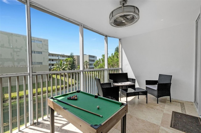 1660 NE 191st St Unit 206-1, Miami, FL 33179 - recreation room featuring billiards table and a wall of windows