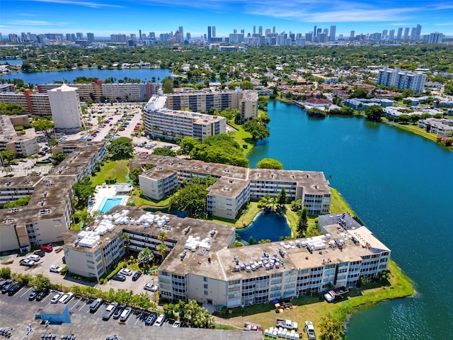 1660 NE 191st St Unit 206-1, Miami, FL 33179 - drone / aerial view of city skyline and a large body of water