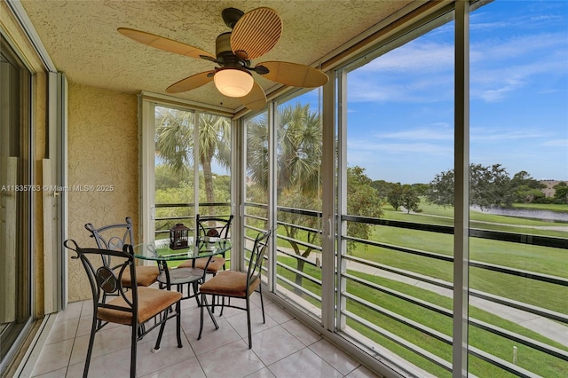 1911 Sabal Palm Dr Unit 304, Davie, FL 33324 - sunroom / solarium featuring a water view, ceiling fan, and healthy amount of natural light