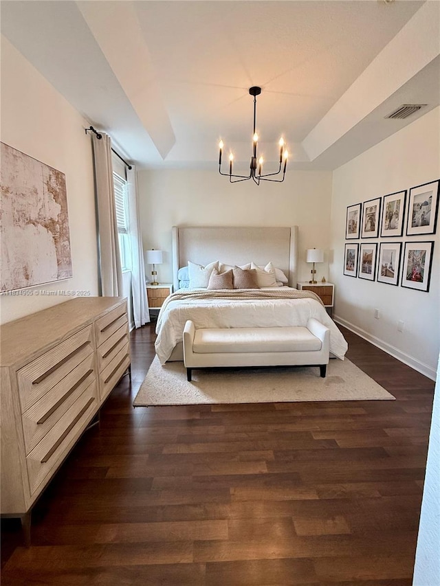 14902 SW 23rd Way, Miami, FL 33185 - bedroom featuring a chandelier and dark wood finished floors