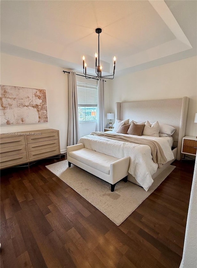 14902 SW 23rd Way, Miami, FL 33185 - bedroom featuring a chandelier and dark wood finished floors