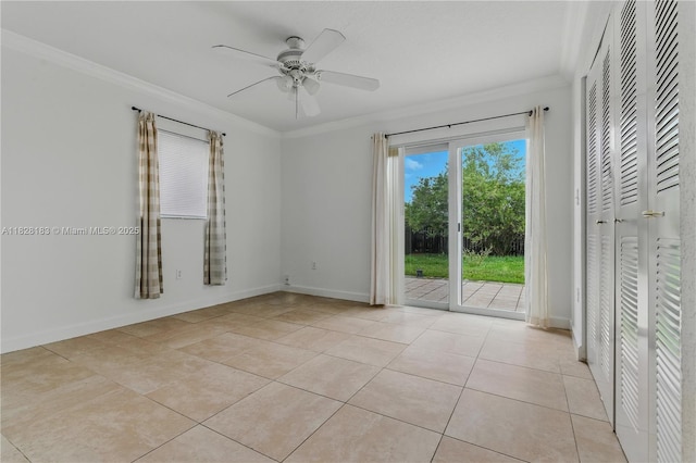 11245 SW 65th St, Miami, FL 33173 - unfurnished room featuring crown molding, light tile patterned floors, and ceiling fan