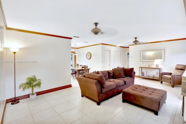 3511 Fairfax Dr, Fort Lauderdale, FL 33312 - living room featuring crown molding and ceiling fan