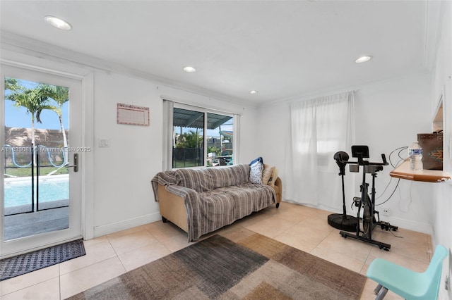 3036 N 58th Ave, Hollywood, FL 33021 - living area featuring light tile patterned floors and recessed lighting