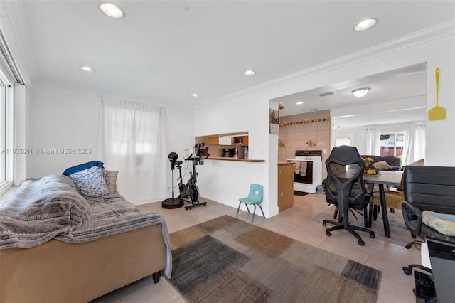 3036 N 58th Ave, Hollywood, FL 33021 - office space featuring light tile patterned floors, ornamental molding, and recessed lighting