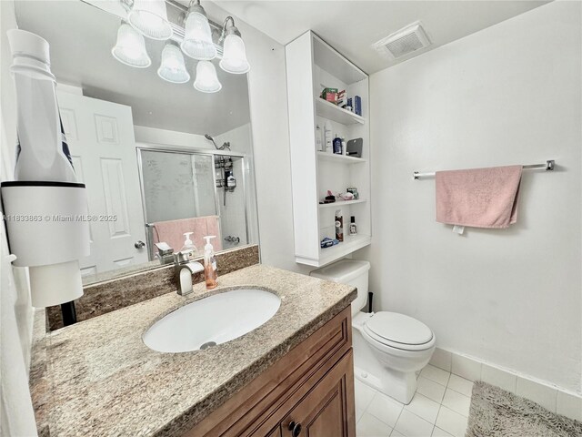 505 S Pine Island Rd Unit 407B, Plantation, FL 33324 - bathroom with tile patterned floors, vanity, a shower stall, and a chandelier