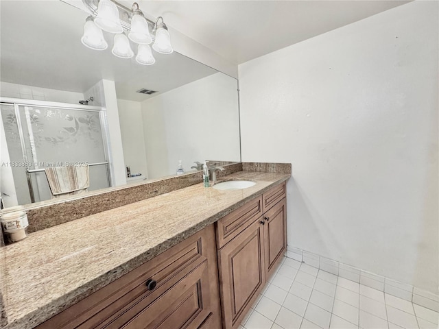 505 S Pine Island Rd Unit 407B, Plantation, FL 33324 - full bath featuring vanity, a stall shower, and a chandelier