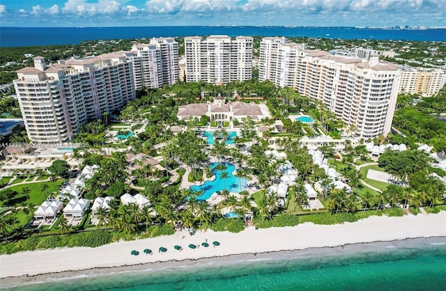 785 Crandon Blvd Unit 302, Key Biscayne, FL 33149 - bird's eye view of waterfront with a beach and a pool