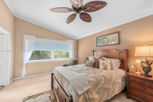 9614 NW 8th Cir, Plantation, FL 33324 - bedroom featuring light carpet, lofted ceiling, and ornamental molding