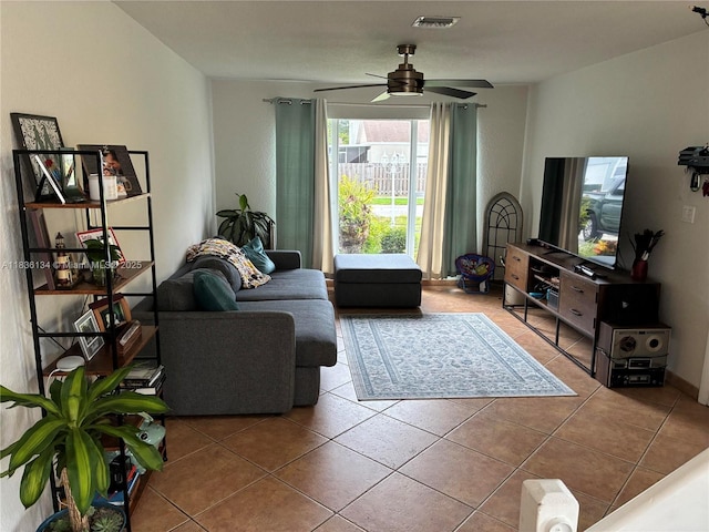 14672 SW 127th Ct, Miami, FL 33186 - tiled living room with a ceiling fan