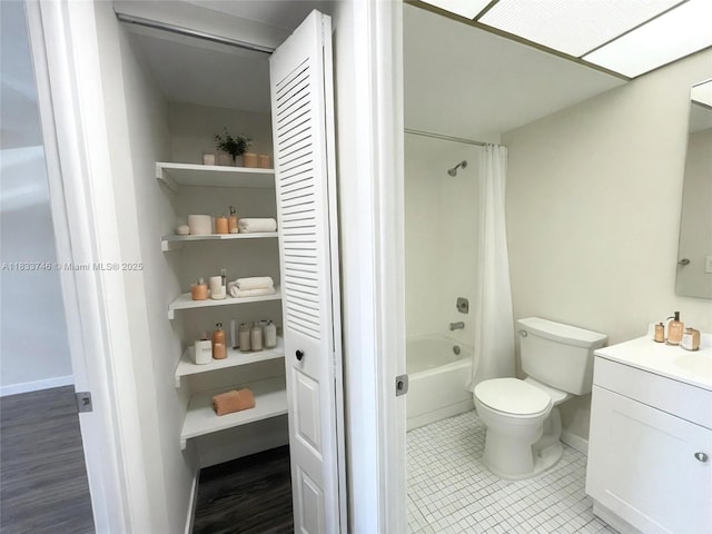 9750 Sunrise Lakes Blvd Unit 109, Sunrise, FL 33322 - bathroom with vanity, shower / bathtub combination with curtain, and tile patterned floors