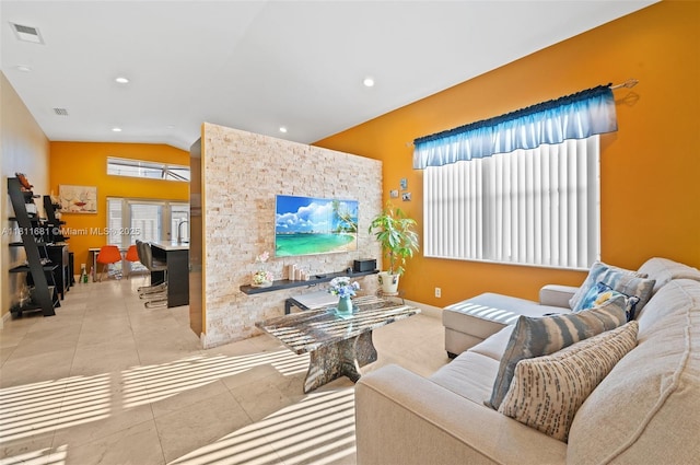 17476 SW 20th St, Miramar, FL 33029 - living area featuring vaulted ceiling and recessed lighting