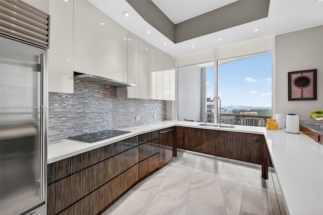 18201 Collins Ave Unit Ts2 & Ts3, Sunny Isles Beach, FL 33160 - kitchen featuring modern cabinets, white cabinets, tasteful backsplash, light countertops, and recessed lighting