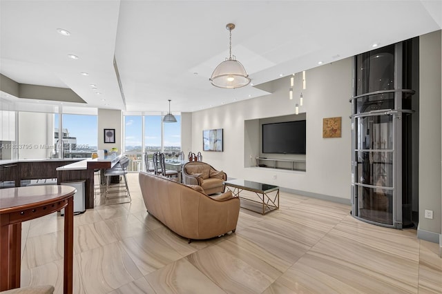 18201 Collins Ave Unit Ts2 & Ts3, Sunny Isles Beach, FL 33160 - living area featuring a wall of windows and recessed lighting