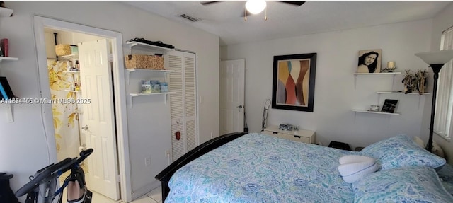 7121 SW 129th Ave Unit 5, Miami, FL 33183 - tiled bedroom with a closet and a ceiling fan
