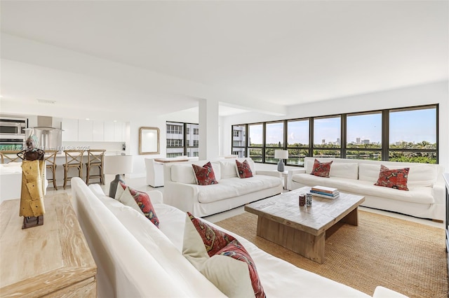 9102 W Bay Harbor Dr Unit 5-D, Bay Harbor Islands, FL 33154 - living room featuring light wood-style floors