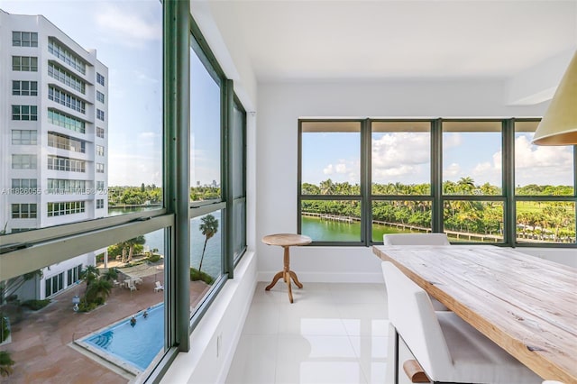 9102 W Bay Harbor Dr Unit 5-D, Bay Harbor Islands, FL 33154 - sunroom featuring a water view