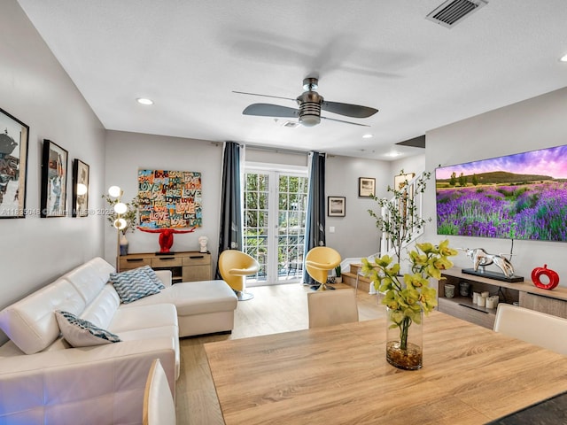 2249 NE 9th Ave, Wilton Manors, FL 33305 - dining space with ceiling fan, wood finished floors, and recessed lighting