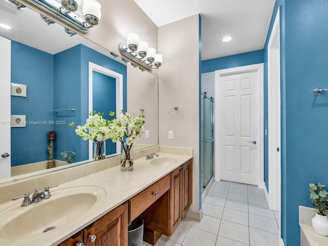2249 NE 9th Ave, Wilton Manors, FL 33305 - full bath with tile patterned floors, a stall shower, and double vanity