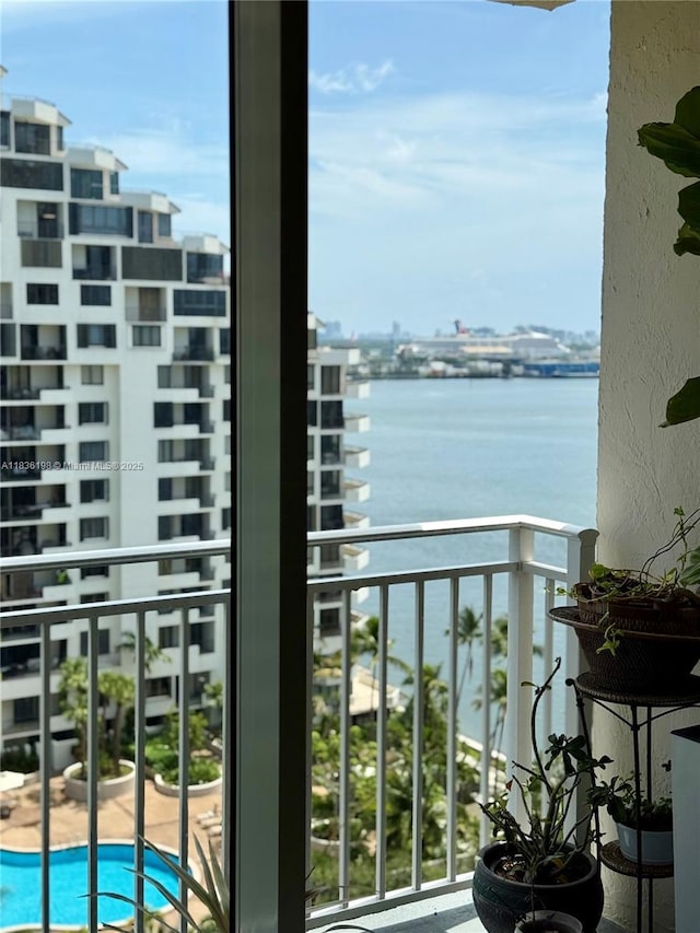 770 Claughton Island Dr Unit 1503, Miami, FL 33131 - balcony with a water view, a view of city, and view of pool area