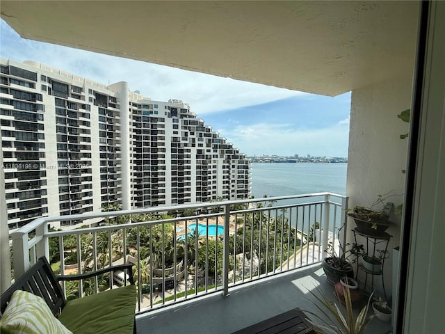 770 Claughton Island Dr Unit 1503, Miami, FL 33131 - balcony with a water view and view of pool