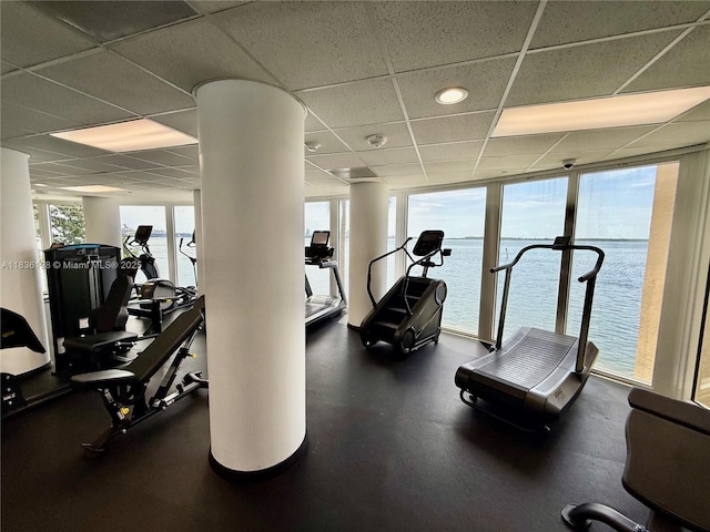770 Claughton Island Dr Unit 1503, Miami, FL 33131 - gym with a drop ceiling and a water view