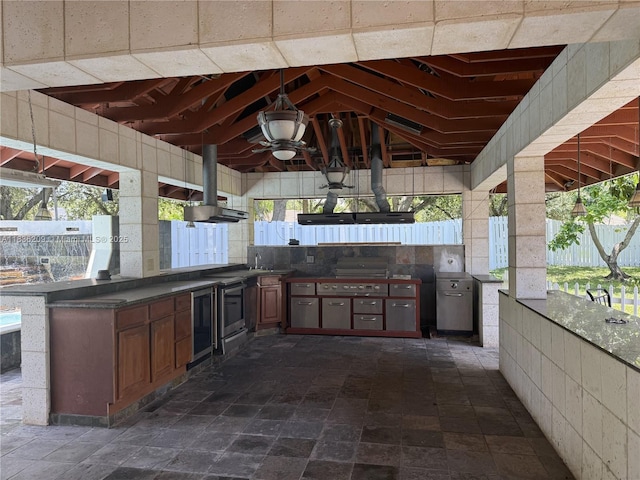 15051 SW 149th St, Miami, FL 33196 - view of patio with area for grilling, ceiling fan, beverage cooler, and a gazebo
