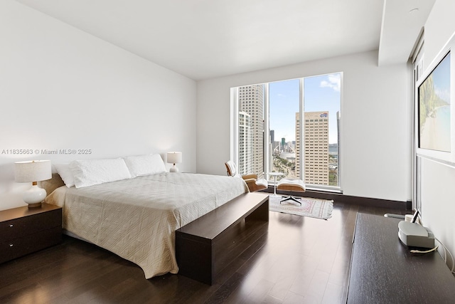 901 Brickell Key Blvd Unit 3607, Miami, FL 33131 - bedroom with dark wood-style floors and a view of city