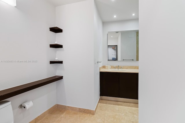 901 Brickell Key Blvd Unit 3607, Miami, FL 33131 - bathroom with vanity and recessed lighting