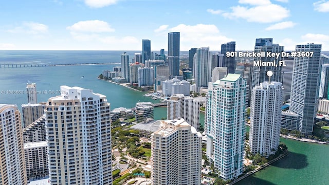 901 Brickell Key Blvd Unit 3607, Miami, FL 33131 - aerial view of a nearby body of water and skyline