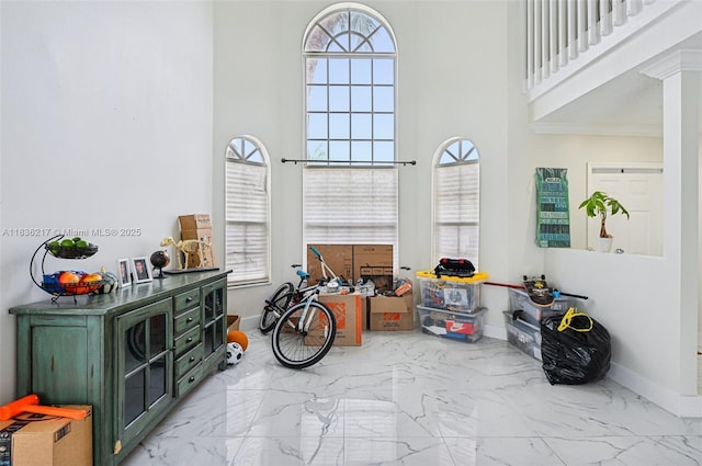11652 SW 142nd Ct, Miami, FL 33186 - misc room featuring a high ceiling, marble finish floors, and healthy amount of natural light