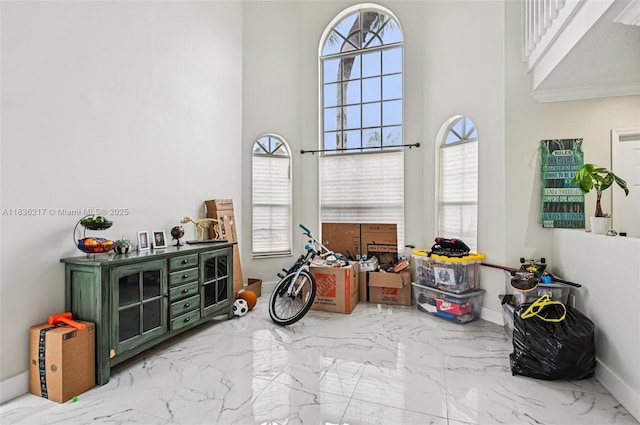 11652 SW 142nd Ct, Miami, FL 33186 - misc room featuring a high ceiling, marble finish flooring, and healthy amount of natural light