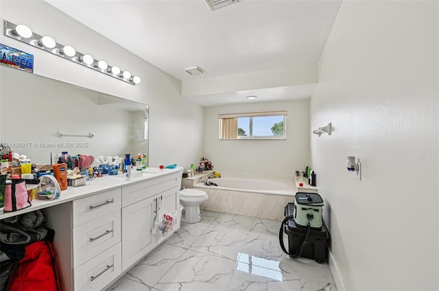 11652 SW 142nd Ct, Miami, FL 33186 - bathroom featuring marble finish flooring, a garden tub, and vanity