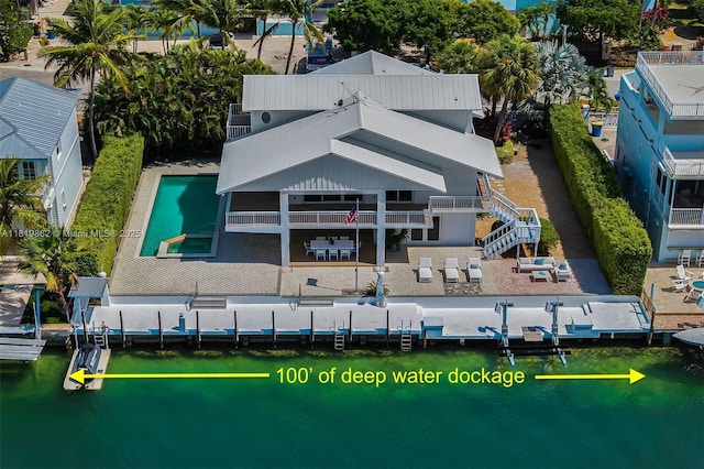 126 Villa Bella Dr, Islamorada, FL 33036 - view from above of property with a pool area and a nearby body of water