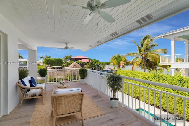 126 Villa Bella Dr, Islamorada, FL 33036 - deck with a ceiling fan