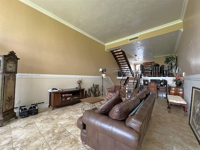6707 Brookline Dr Unit 6707, Hialeah, FL 33015 - living room with crown molding and stairway