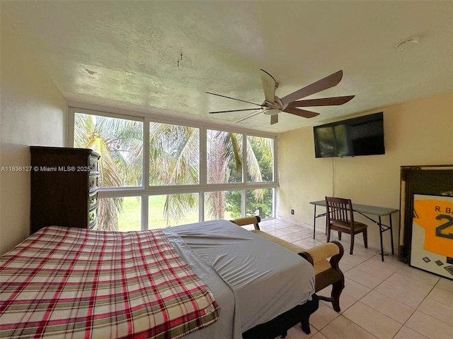 6707 Brookline Dr Unit 6707, Hialeah, FL 33015 - bedroom with light tile patterned floors and a ceiling fan