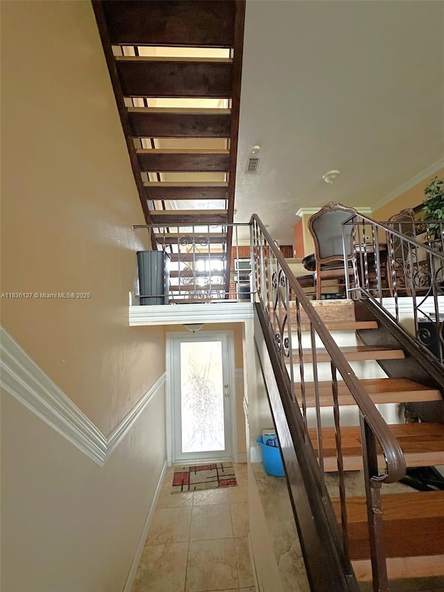 6707 Brookline Dr Unit 6707, Hialeah, FL 33015 - stairway with ornamental molding and tile patterned flooring